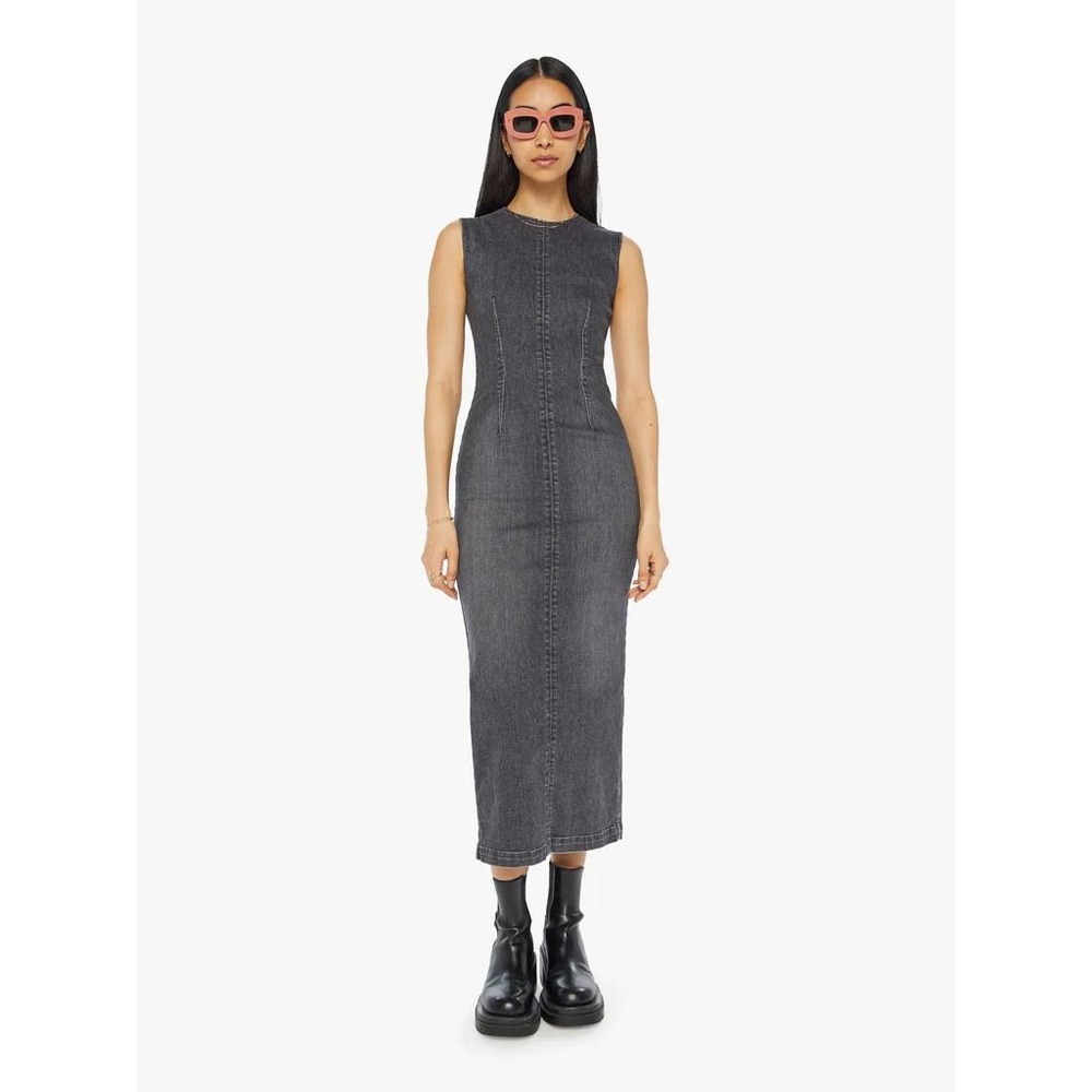 Mother The Swerve Up In Smoke Denim Sleeveless Midi Dress Back Zip Size M